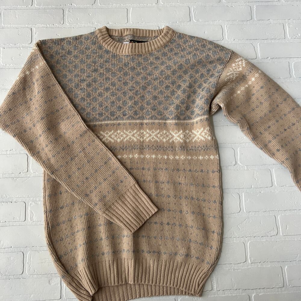 Jersild Sportswear Men's Tan White Grey Knit USA Vintage Sweater -sz XL T